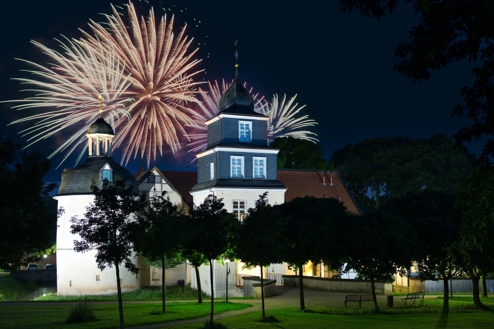 Haus Martfeld mit Feuerwerk